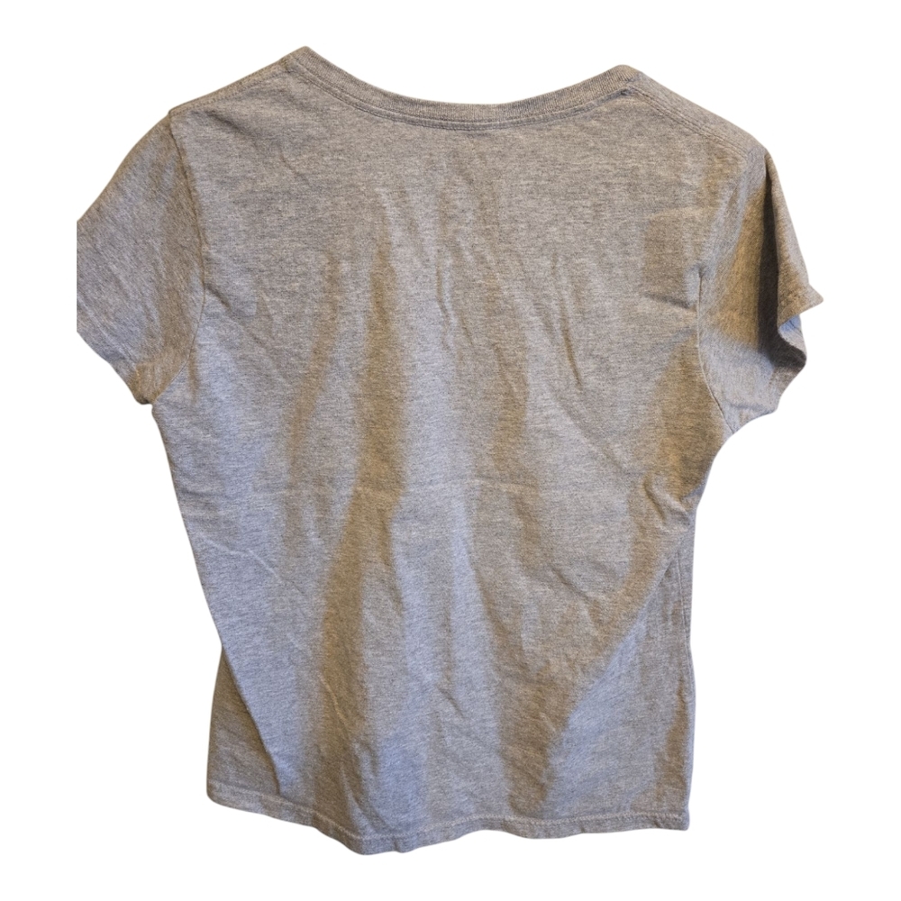 GILDAN Gray V-Neck Graphic Tee - Picture 3 of 5